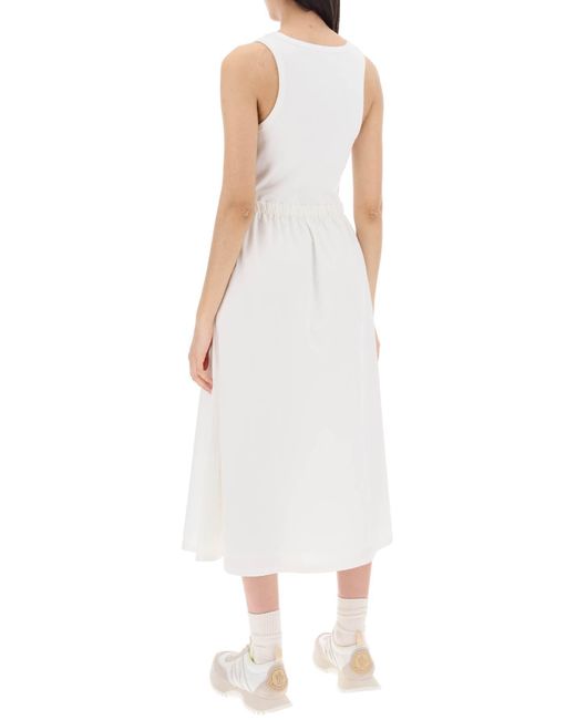 Moncler White Two Tone Midi Dress
