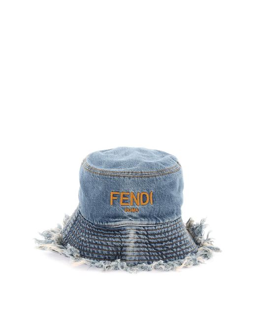 Fendi Blue Denim Bucket Hat for men