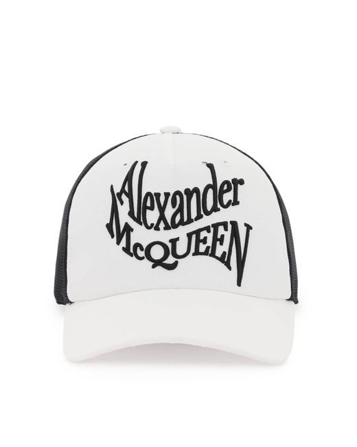 Alexander McQueen Black Embroidered Logo Baseball Cap With for men