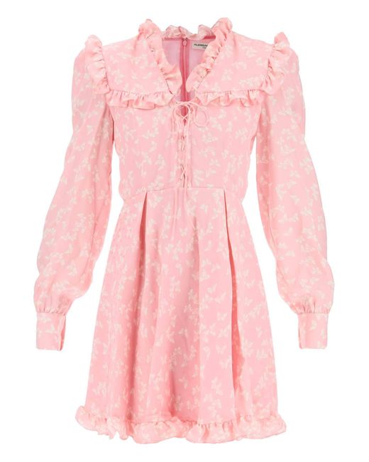 Alessandra Rich Pink Butterfly Short Dress