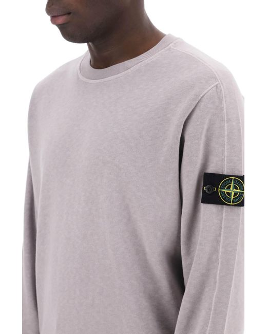Stone Island Gray Light Sweatshirt With Logo Badge for men