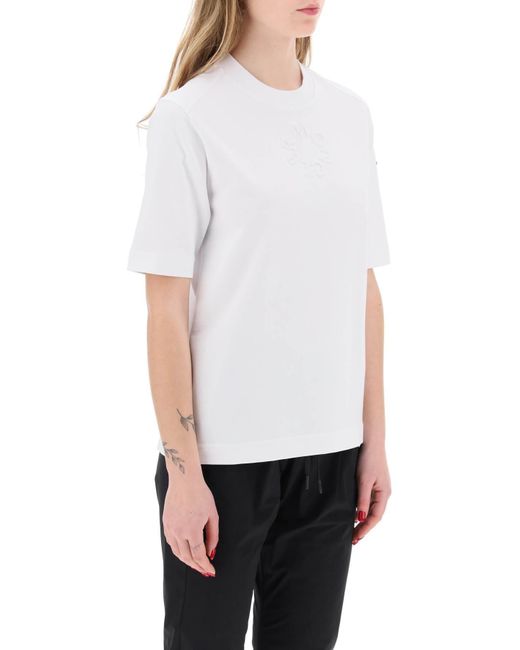 Moncler White Embossed Logo T Shirt