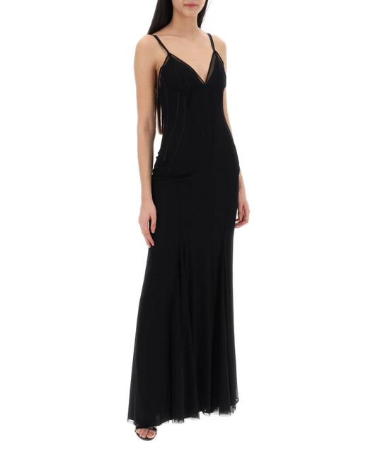Dolce & Gabbana Black Stretch Tulle Maxi Bustier Dress In