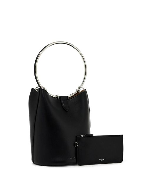 Alaïa Black Leather Ring Bucket Bag With Lar Design