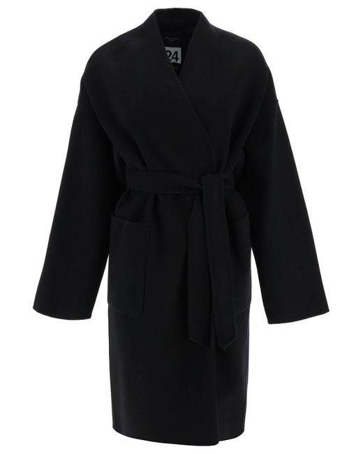 Weekend by Maxmara Black 'clipper' Coat In Wool Broadcloth