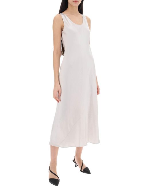 Max Mara White "Mid-Length Satin Dress