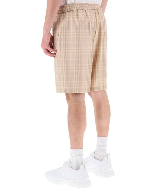 Burberry Natural Tartan Silk Shorts for men