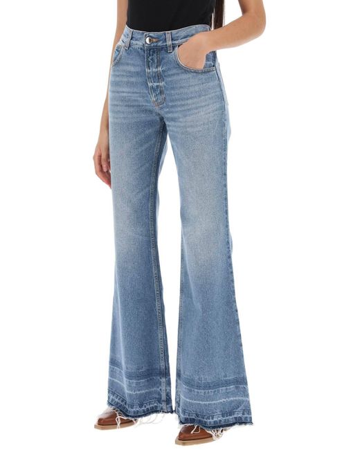 Jeans A Zampa Con Orlo Sfrangiato di Chloé in Blue