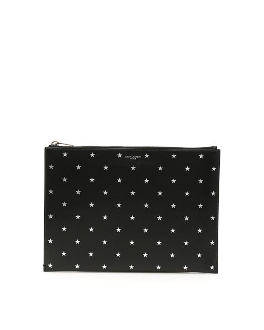 Saint Laurent Black Star-embossed Pouch Bag for men