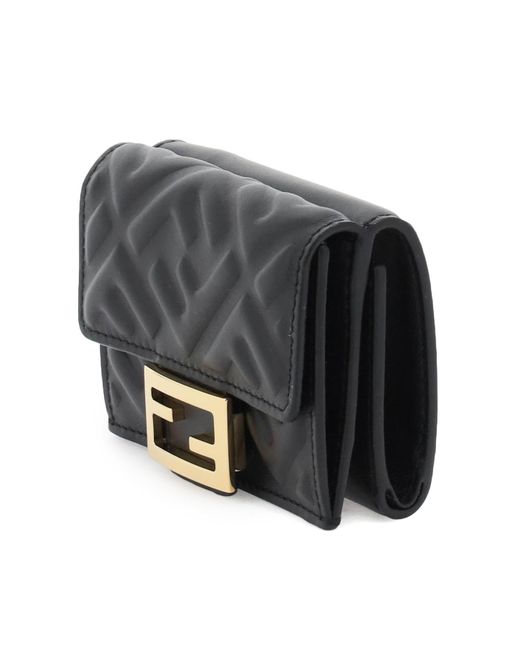 Fendi Black Nappa Leather Micro Tri-fold Wallet