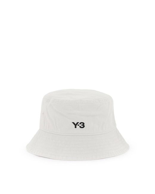 Y-3 White Y-3 Twill Bucket Hat for men