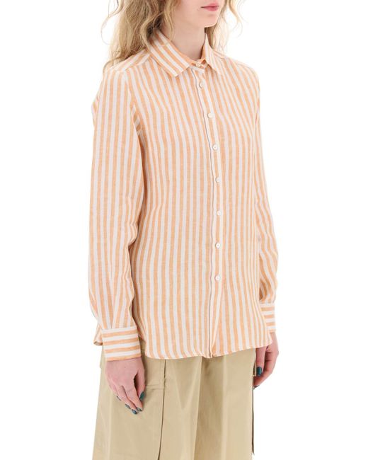 Weekend by Maxmara Pink Linen Striped Shirt For By Lari