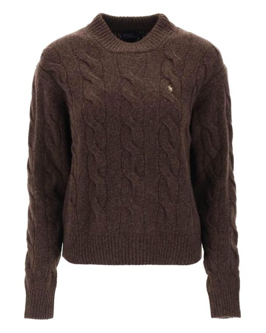 Polo Ralph Lauren Brown Cable Knit Wool And Cashmere Sweater