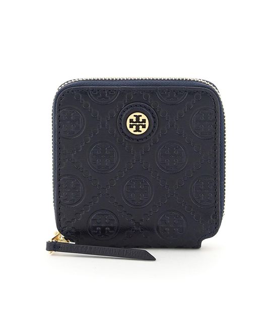Tory Burch Blue T Monogram Leather Bi-fold Wallet