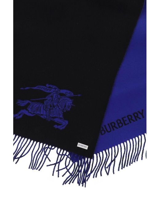 Burberry Blue Reversible Cashmere Scarf With Ekd for men