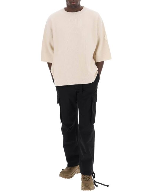MONCLER X ROC NATION White Short-Sleeved Wool Sweater for men