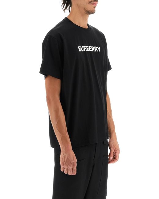 Burberry Black Harriston Replen T-Shirt With Logo Print for men