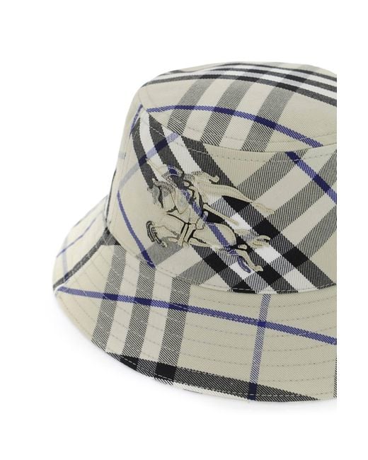 Burberry White Check-pattern Cotton-blend Bucket Hat