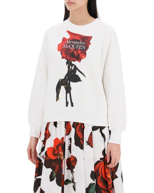 Alexander McQueen White Shadow Rose Sweatshirt