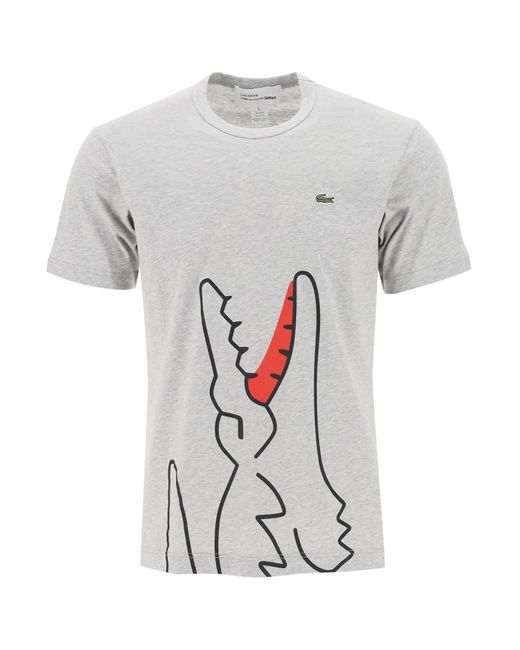 Comme des Garçons White X Lacoste T Shirt With Graphic Print for men