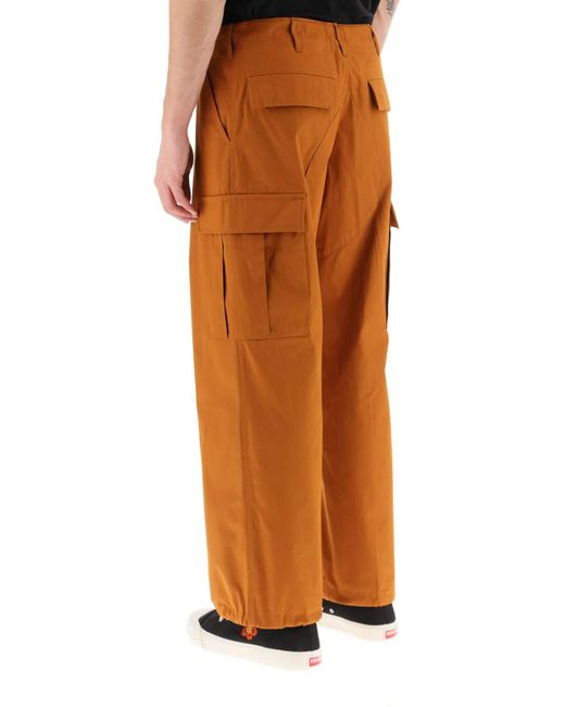 KENZO Orange Cargo Pants Featuring 'boke Flower' Button for men