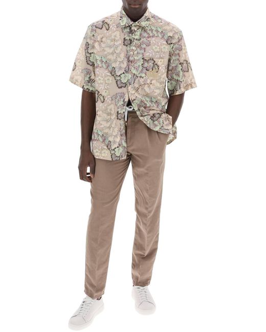 Etro Natural Short-Sleeved Floral Shirt for men