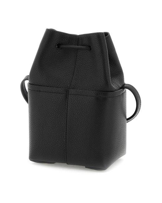Ferragamo Black Gancini Mini Leather Bucket Bag