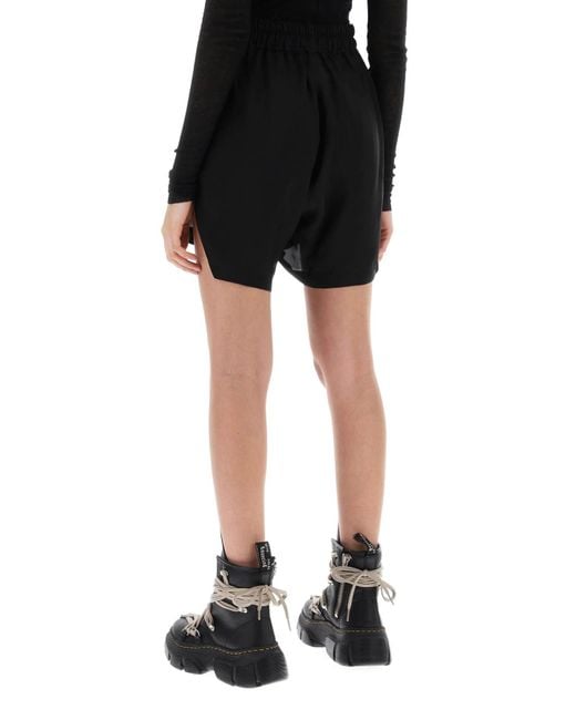 Rick Owens Black Sporty Shorts In Cupro