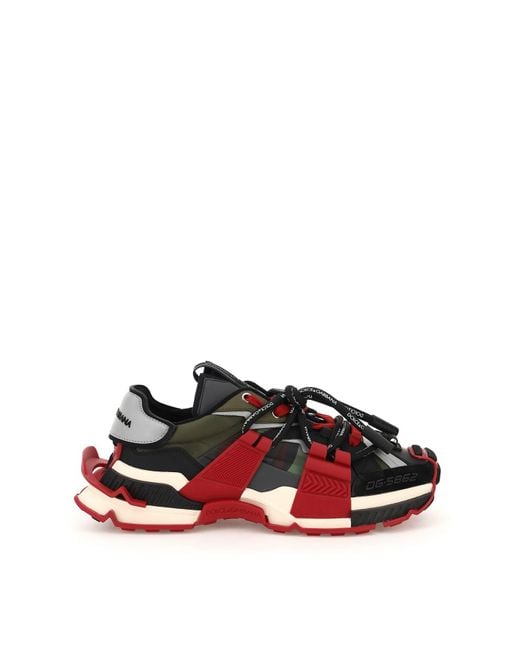 Dolce Gabbana Multi Material Space Sneakers in Red for Men Lyst