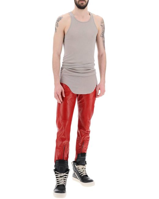 Rick Owens Red Luxor Leather Pants For for men