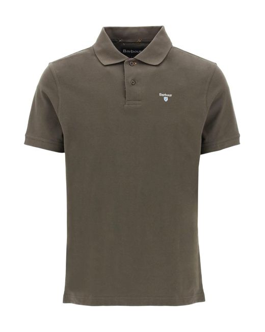 Barbour Green Tartan-Trim Polo Shirt for men