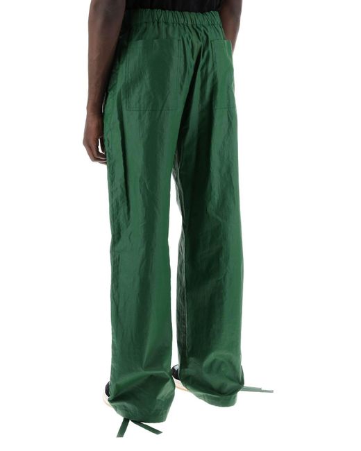Ferragamo Green Linen Coated Pants For Men for men