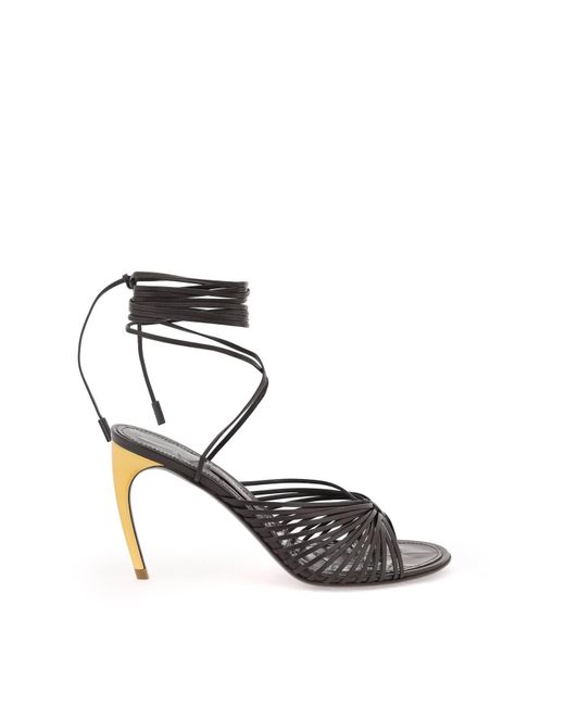 Ferragamo Black Curved Heel Sandals With Elevated