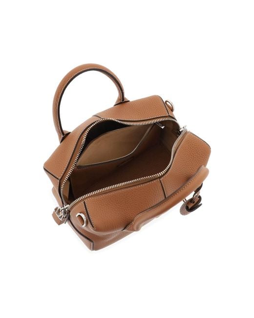 Tod's Brown Grained Leather Bowling Bag