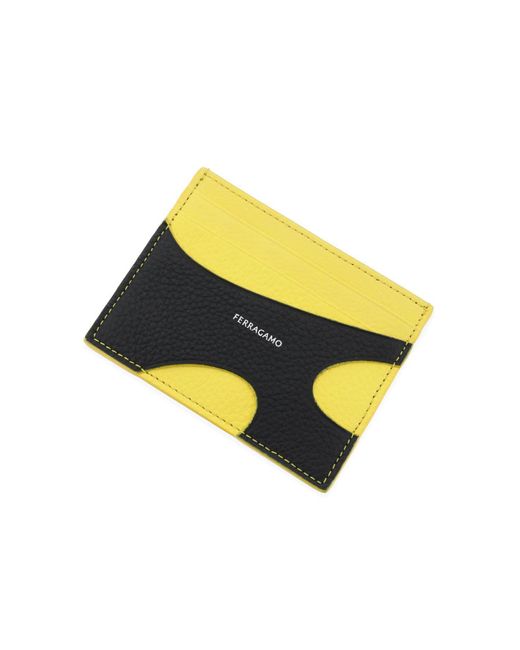 Ferragamo Yellow Cut-Out Card Holder for men