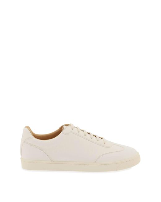 Brunello Cucinelli White Hammered Leather Sneakers for men