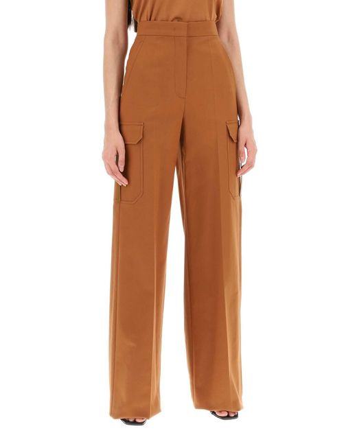 Max Mara Brown Stretch Satin Cargo Pants For /W