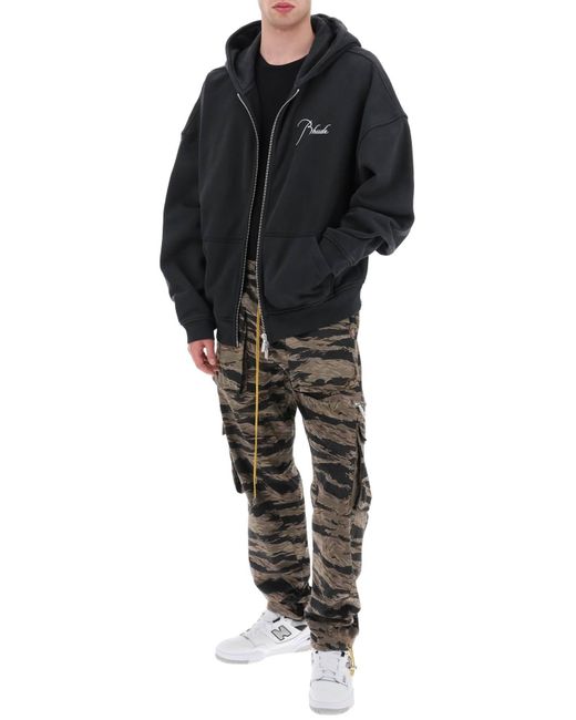 Rhude Gray Cargo Pants With 'Tiger Camo' Motif All-Over for men