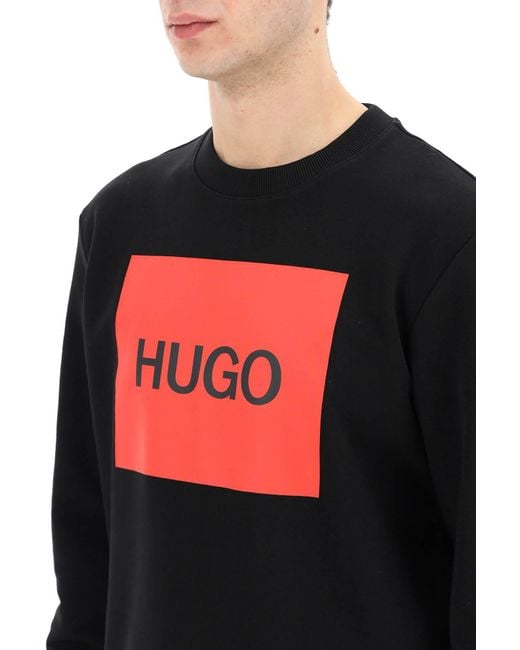 Felpa Duragol Con Box Logo di HUGO in Black da Uomo