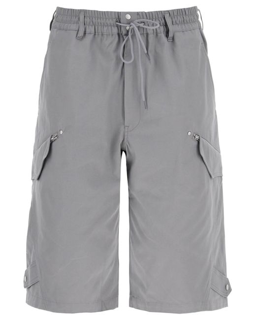 Y-3 Gray Y-3 Canvas Multi-Pocket Bermuda Shorts for men