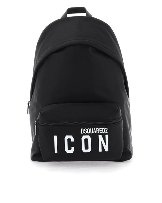 DSquared² Black Icon Nylon Backpack for men