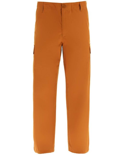KENZO Orange Cargo Pants Featuring 'boke Flower' Button for men