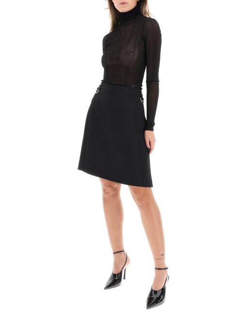 Givenchy Black Wool And Mohair Kilt Skirt