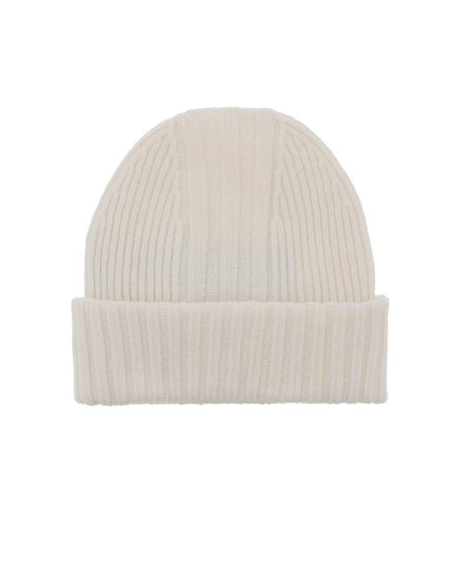 Y-3 White Y 3 Beanie Hat In Ribbed Wool With Logo Patch for men
