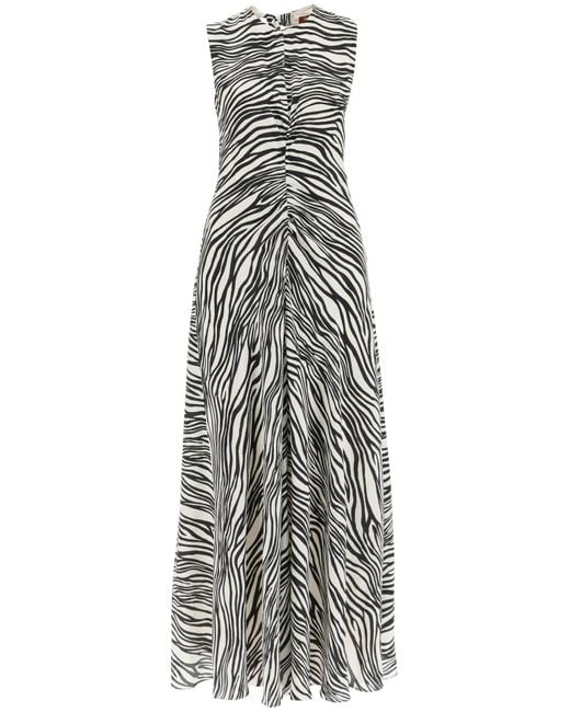 Max Mara Studio Gray Calate Zebra Print Long Dress