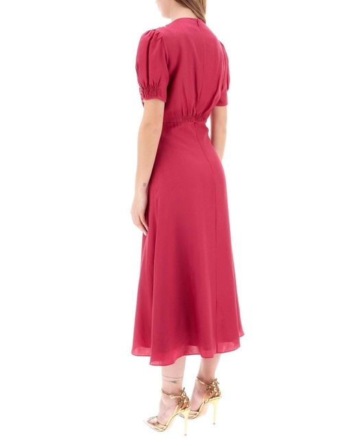 Saloni Red 'lea' Midi Dress