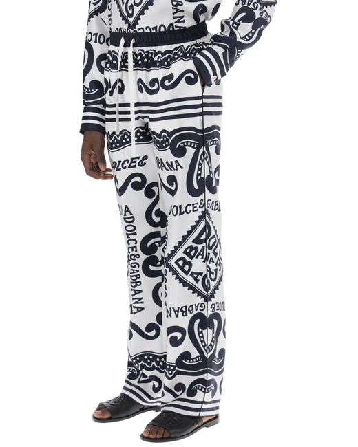 Dolce & Gabbana Blue Pajama Pants With Marina Print for men