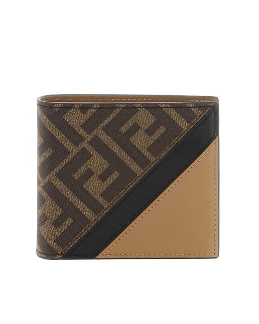 Fendi Black Diagonal Bi-fold Wallet for men