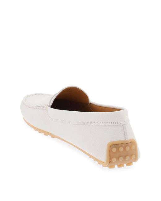 Tod's White City Gommino Leather Loafers