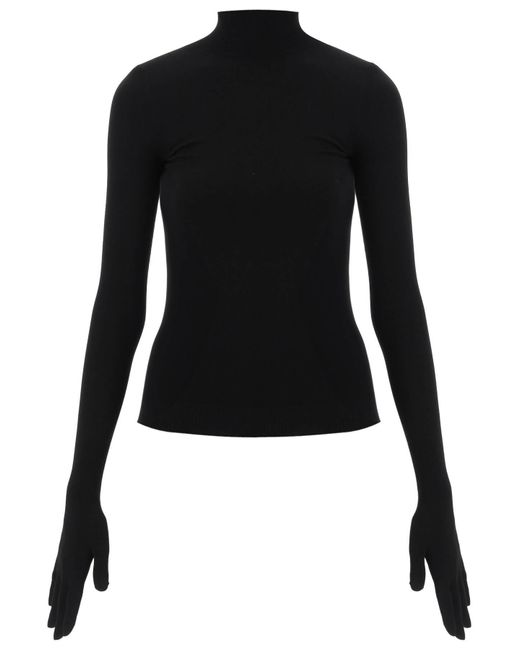 Balenciaga Black Turtleneck Sweater With Built-In Gloves